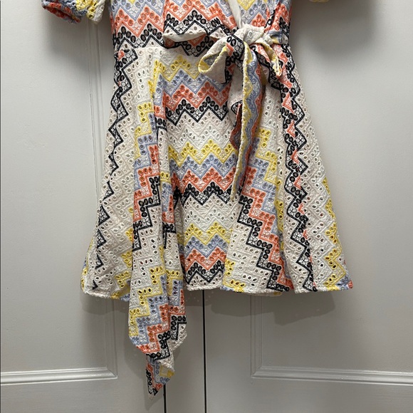 Colorful Chevron Wrap Mini Dress - Picture 4 of 5